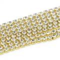 Fashion Crystal Color Gold Close Cup Rhinestone Banding Ribbon Cup Chain, G0101